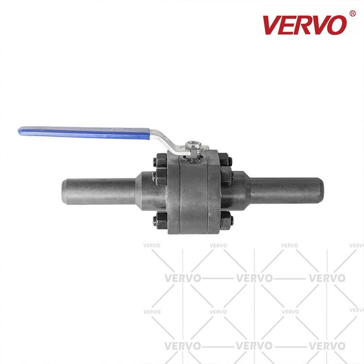 China DN25 Three Piece Ball Valve With Nipple End Forged Steel Soft Seal PEEK Ball Valve Floating Type Carbon Steel Side Entry factory