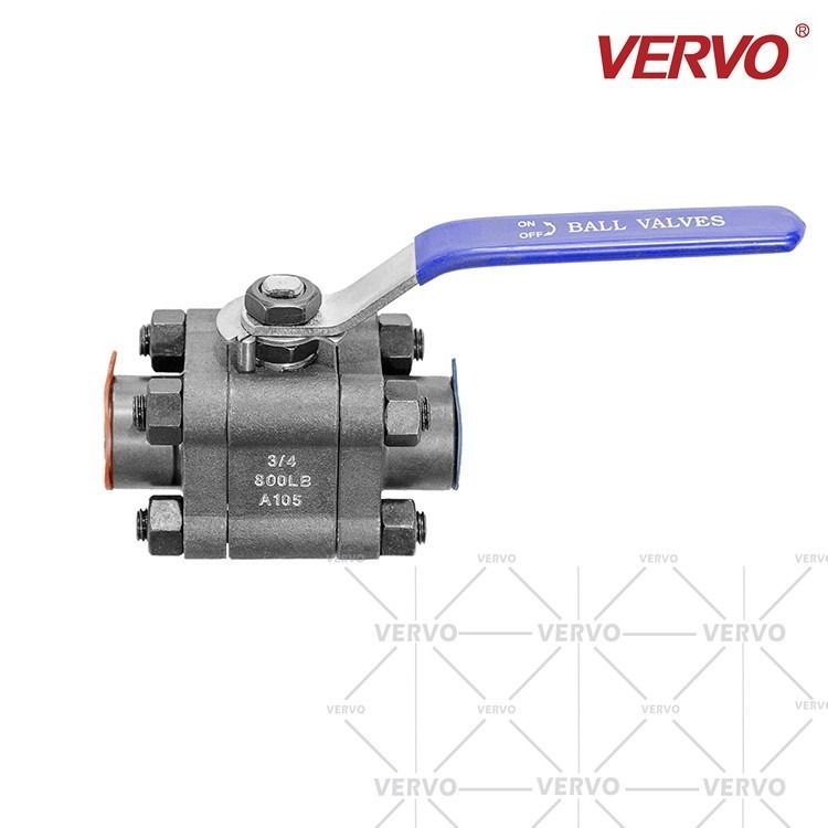 China DN20 3 Piece Ball Valve Forged Steel A105N 3/4 Inch 20mm 800lb Thread Welding Soft Seal Lever Sw Floating Type Ball factory