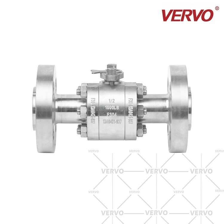 China DN15 Forged Steel 1500LB F304 Soft Seated Flange Ball Valve Side Entry 3 Piece Type API608 Full Bore And Reduce Bore factory