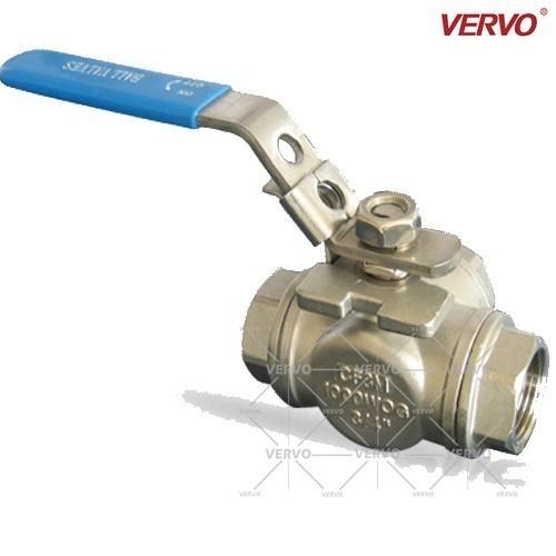 China DN20 Three Way Ball Valve 3/4 Inch 1000WOG NPT CF8M Floating Ball Valve 3 Way Stainless Steel Ball Valve Casting Steel factory