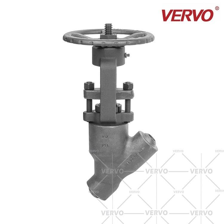 China Manual 1 Inch DN25 Y Pattern Globe Valve Flow Direction Butt Weld Pressure Self Sealing factory