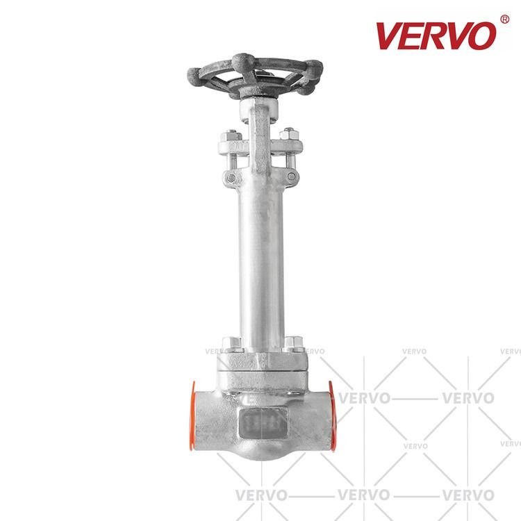 China Extension Stem High Pressure Cryogenic Gate Valve Forged Stainless Steel Gate Valve F316 3/4 Inch DN20 800LB Socket Weld factory