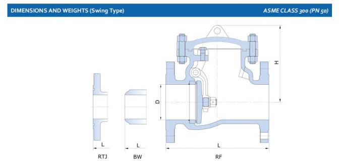 10 Inch Carbon Steel  Swing Check Valve 300 LB A216 WCB RF FLANGE 2