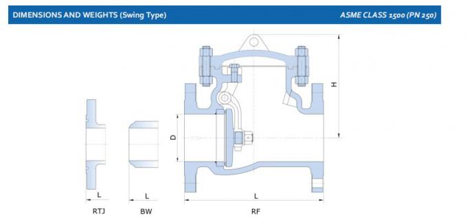 10" Rf Flanged Swing Check Valve BS 1868 API6D 1500Lb 2