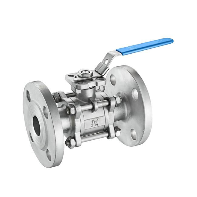 Dn25 3pcs Ball Valve 1000wog RF Wcb 3 Piece Cast Stainless Steel Body Full Bore Ball Valve RF Flanged Ball Valve 4