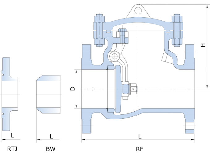 Api6d Full Bore Swing Style Check Valve Bolted Bonnet Cylinder 30" DN750 Cl300 BS1868 ASME B16.34 3