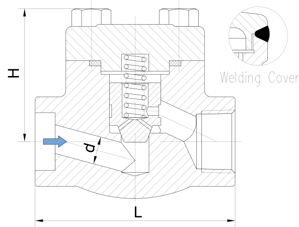 Ball Check Valve Forged Steel Check Valve Carbon Steel A105N 1 1/2" SW Dn40 800lb Lift Type Check Valve Piston Type 5