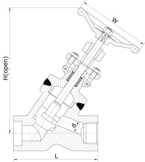 Manual 1 Inch DN25 Y Pattern Globe Valve Flow Direction Butt Weld Pressure Self Sealing 7