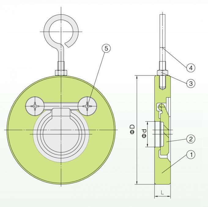 DN125 Wafer Type Single Disc Swing Check Valve PN20 125mm Non Return A182 F316 2