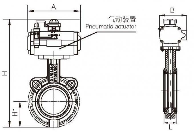 Wafer Style PTFE Lined Butterfly Valve Ggg40 Ptfe Lined DN80 PN10 Butterfly Valve With Soft Backrest 3