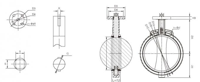 Casting Steel Carbon Steel A216 WCB Bare Stem Butterfly Valve PN16 Dn250 Wafer Butterfly Valve 10 Butterfly Valve 0