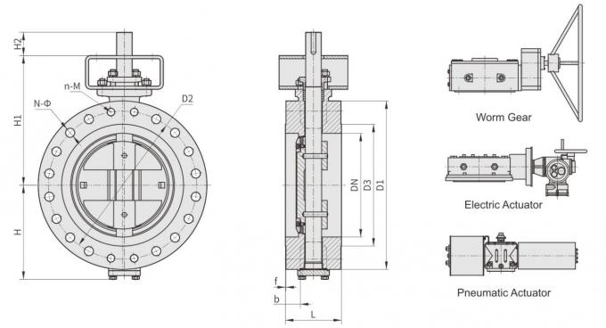 ​EN593 Double Flange A216 WCB Gearbox Operated Butterfly Valve PN6 RF API Std 609 Butterfly Valves 80 Butterfly Valve 4