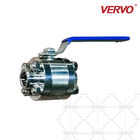 DN40 Floating Ball Type Three Piece Forged Steel Ball Valve Stainless Steel Soft Seal Handwheel Operated API608