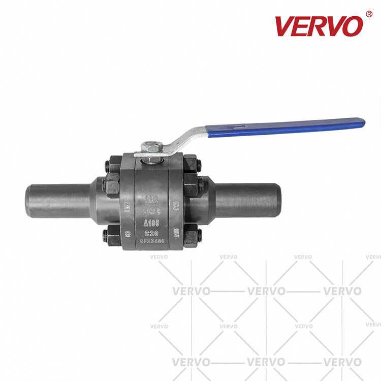 DN20 Metal Seated Floating Ball Valve Three Piece Ball Valve With Two 100mm Nipples Full Bore Ball Valves Floating Type