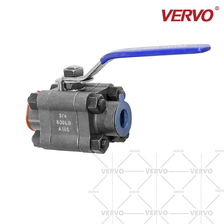 China DN20 3 Piece Ball Valve Forged Steel A105N 3/4 Inch 20mm 800lb Thread Welding Soft Seal Lever Sw Floating Type Ball factory