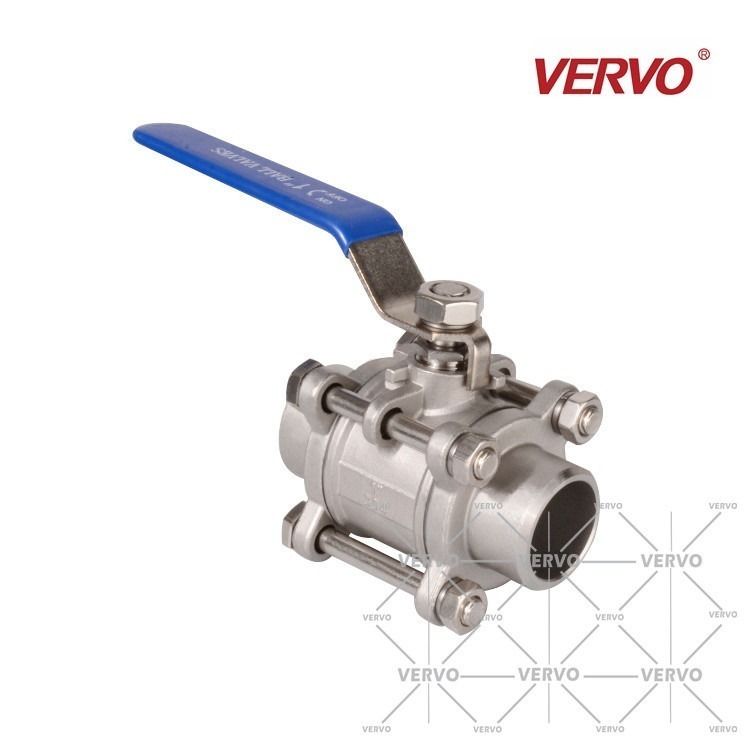 China 1 Inch DN25 3 Piece 1000 PSI Ball Valve CF8 Ss 304 With Lock 1000wog SW Stainless Steel factory