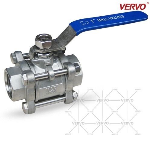 China DN25 3pcs Ball Valve 1 Inch 1000wog Fnpt Cf8 DN25 Floating Type Ball Valve Three Piece Ball Side Entry Type factory