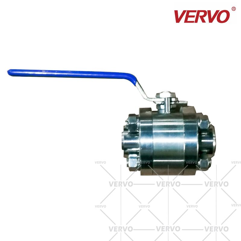 China DN40 Floating Ball Type Three Piece Forged Steel Ball Valve Stainless Steel Soft Seal Handwheel Operated API608 factory