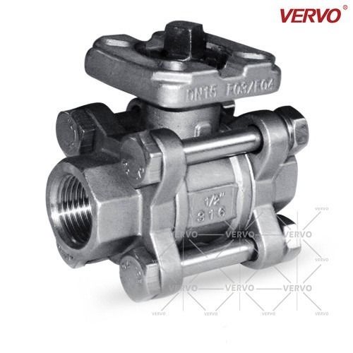 Direct Mount Ball Valve 3 Piece Ball Valve Forged Steel SS316 1/2inch With Top Flange 1000psi Npt DN15