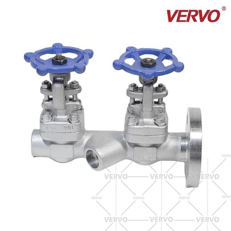 China Bs 5352 Double Gate Valve Dn80 300LB Forged Steel One Side Integral Flange One Side FNPT factory