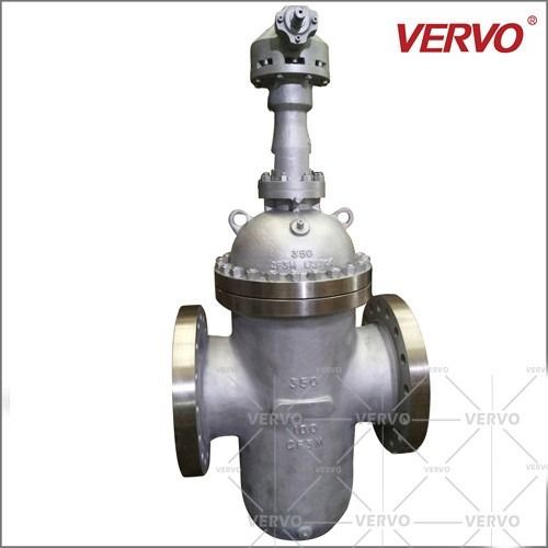 Slab CF3M Cast Steel Gate Valve PN 100 DIN 3352 14 Inch  DN350  RF Flanged Gear Operation API6D