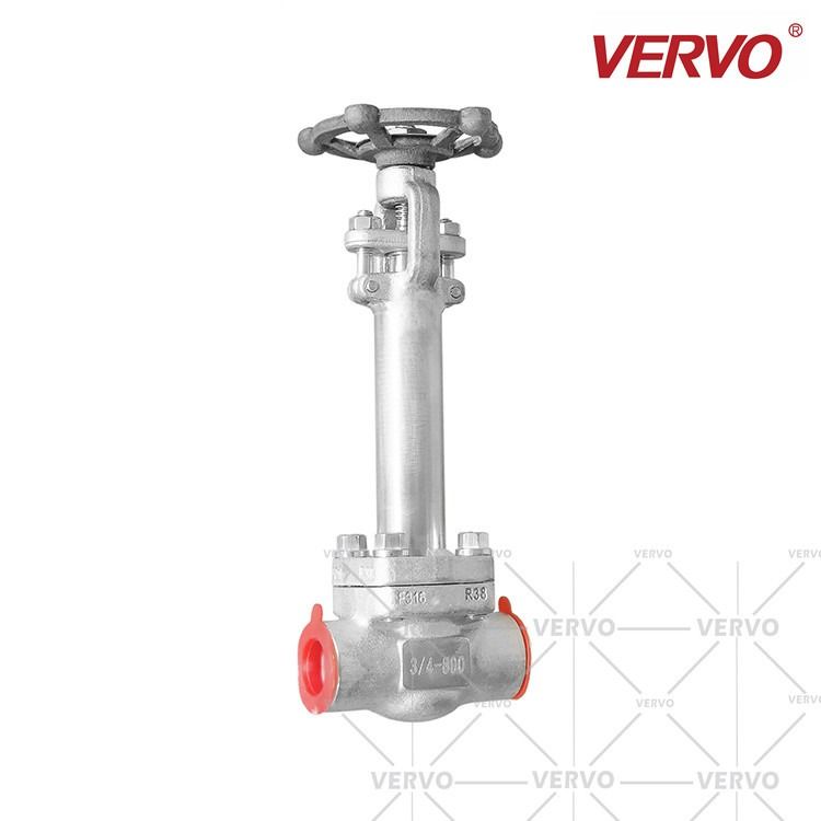 China Extension Stem High Pressure Cryogenic Gate Valve Forged Stainless Steel Gate Valve F316 3/4 Inch DN20 800LB Socket Weld factory